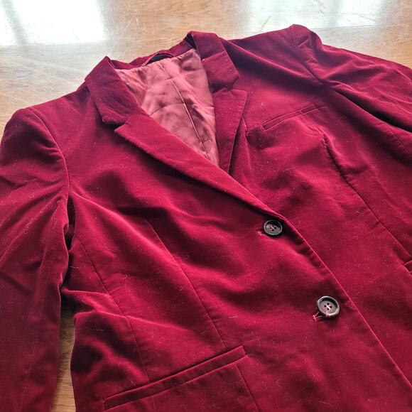 Vtg Burgundy Velvet Blazer Sz 16 Classic Fashions - Picture 4 of 6